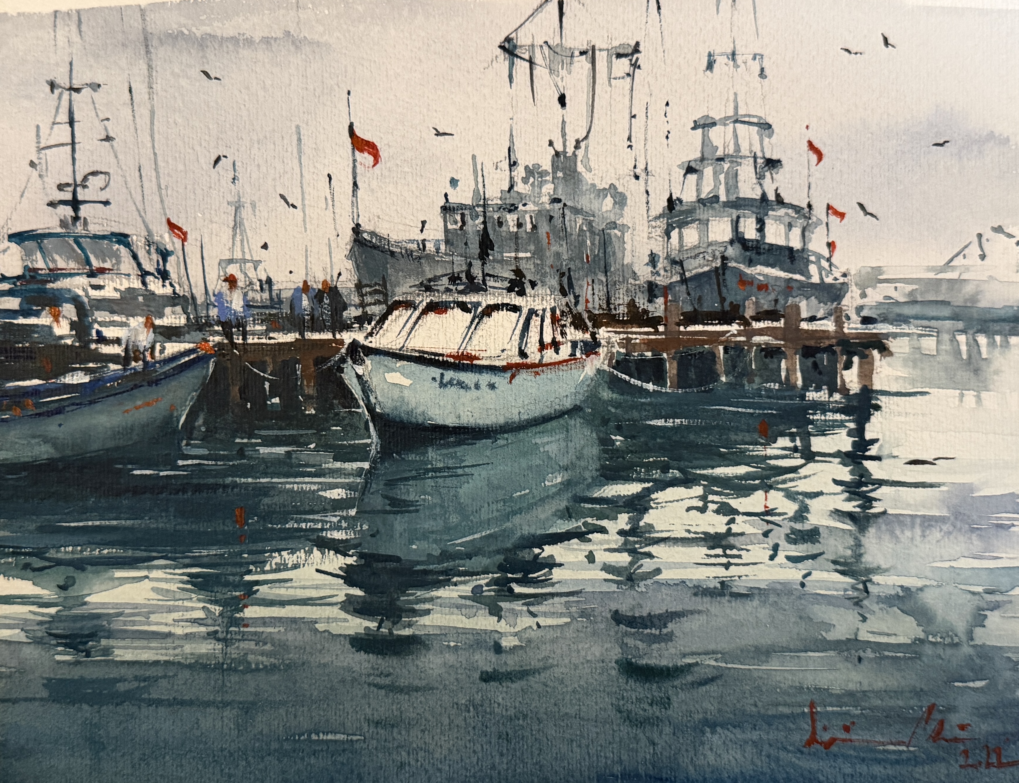 Österlen – handmålad akvarell av Lini Watercolor, svensk natur