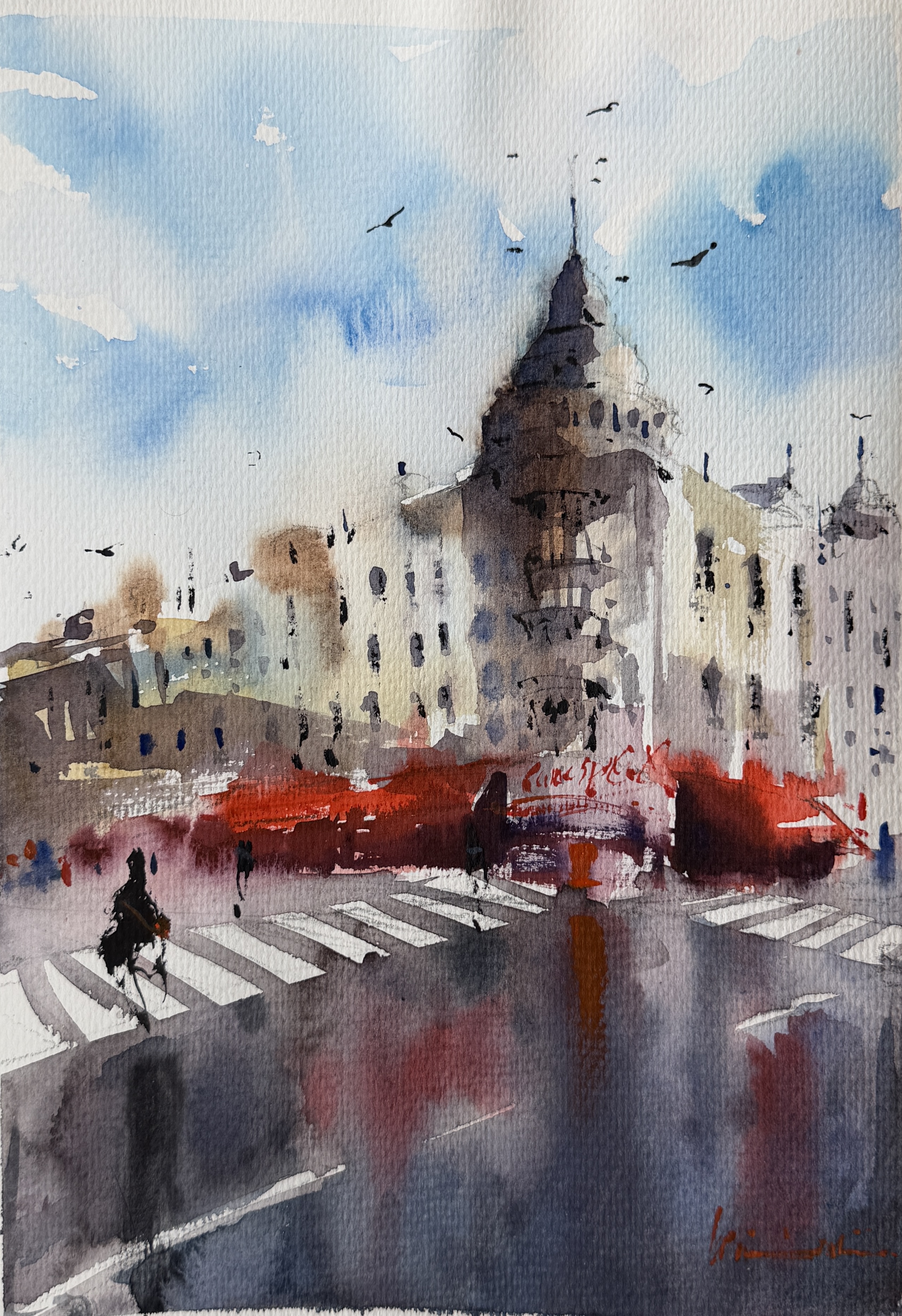 Häringe slott – handmålad akvarell av Lini Watercolor